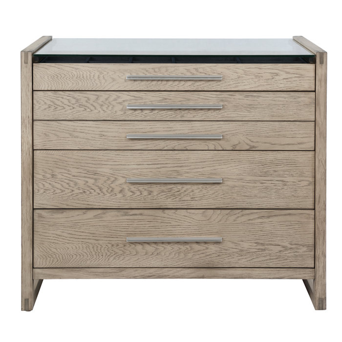 Orren Ellis Cornelio 5 Drawer Rectangular Floating Chest Grey Oak