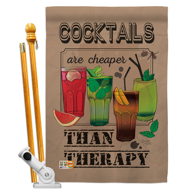 Breeze Decor Cocktails Are Cheaper Happy Hour And Drinks Wine Impressions Decorative 2 Sided Polyester 40 X 28 In Flag Set