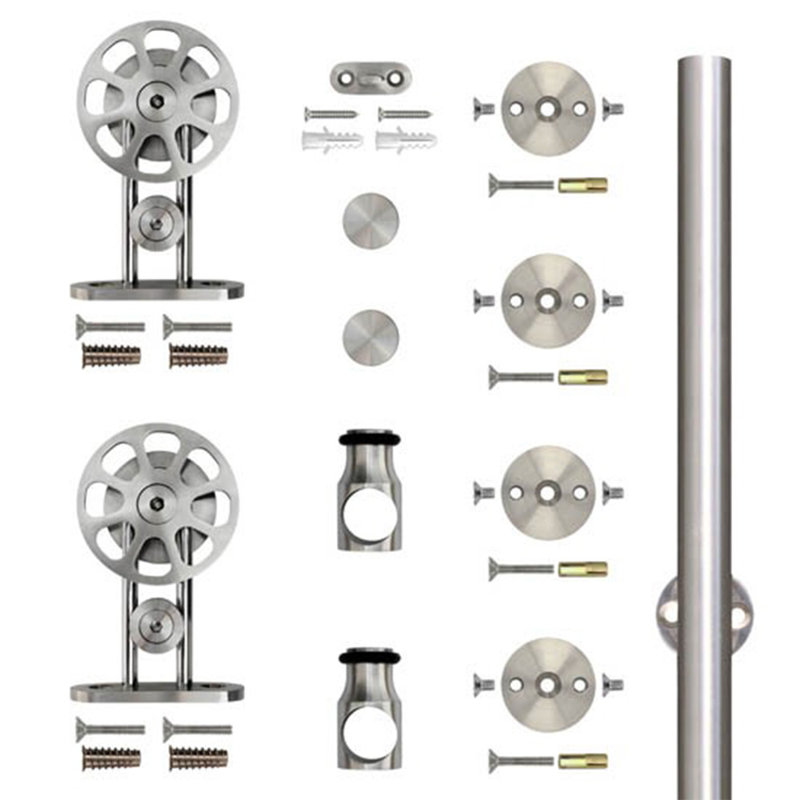 Custom Service Hardware Top Mount Spoke Wheel Rolling Standard Single Barn Door Hardware Kit ...