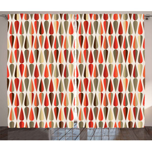 Alejandro Retro Graphic Print & Text Semi-Sheer Rod Pocket Curtain Panels (Set of 2)