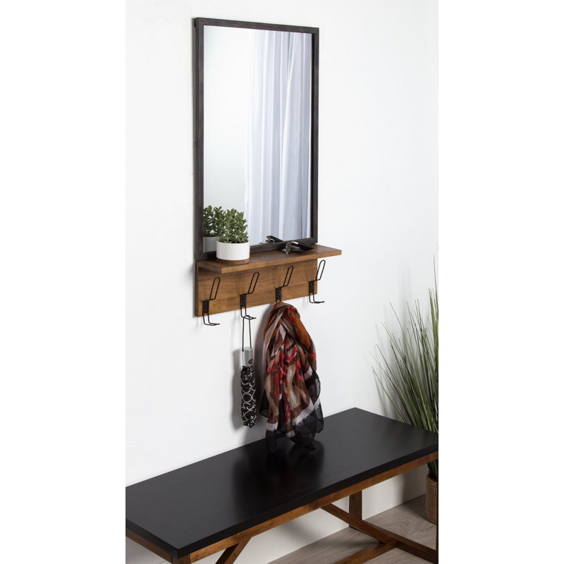 Jacobsen Industrial Distressed Accent Mirror With Shelves