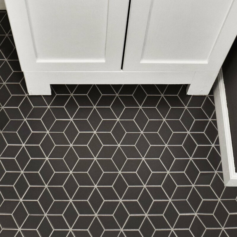 Retro Rhombus 1.88" x 3.18" Porcelain Mosaic Tile in Matte Gray