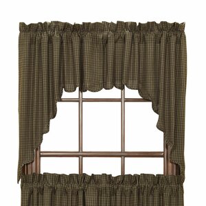 Millicent Plaid Scalloped Swag Curtain Valance (Set of 2)