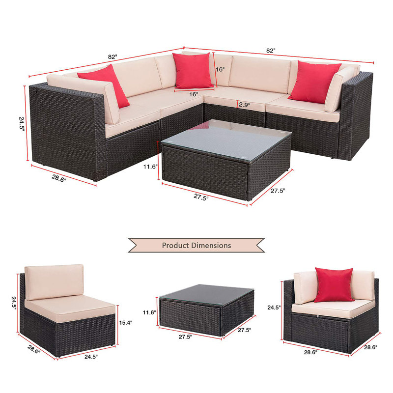 Brayden Studio Chesterle 6 Piece Sectional Seating Group With