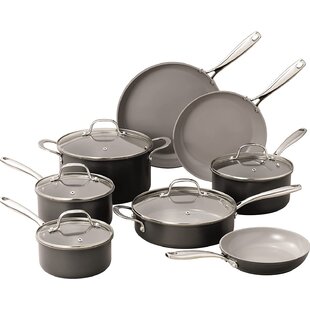 Gray Neoflam  1.5qt Retro Covered Cast Aluminum Saucepan with Soft-Touch Grip and Ecolon Nonstick Coating 