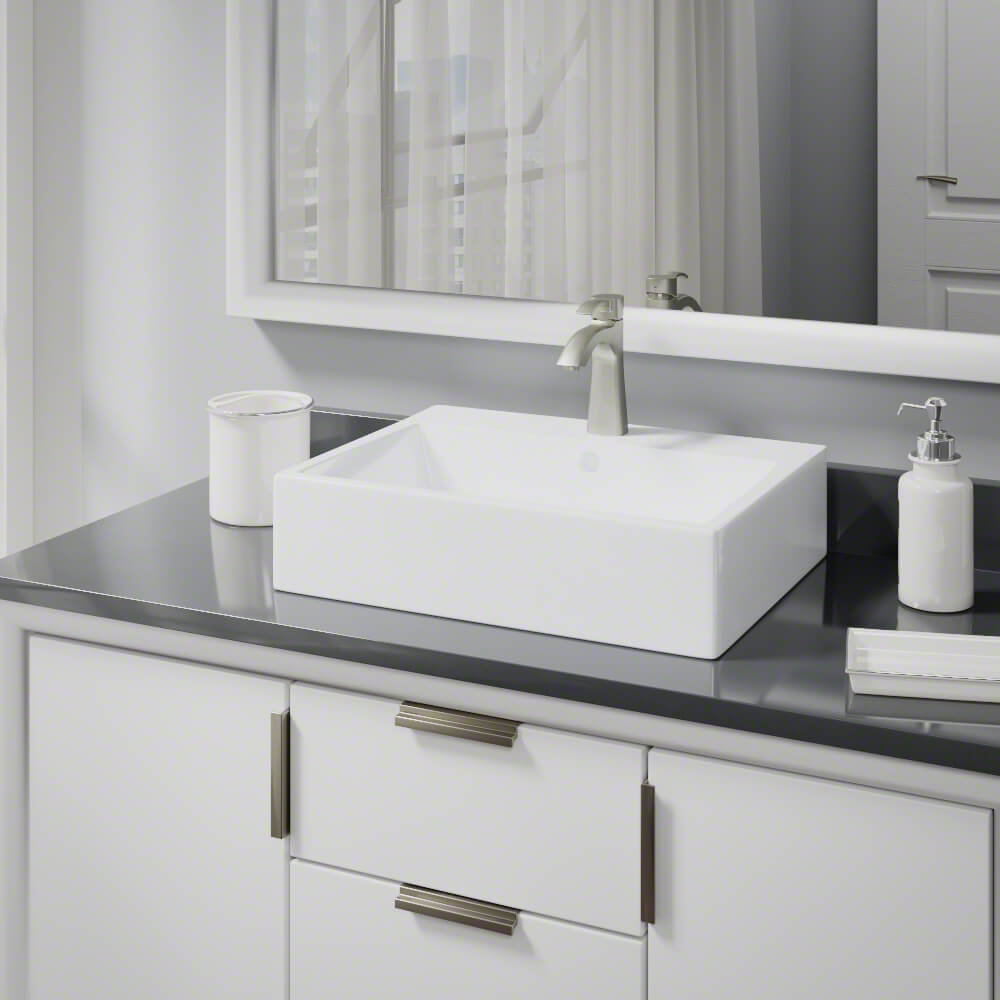 René Vitreous China Rectangular Vessel Bathroom Sink With Faucet And Overflow Wayfair