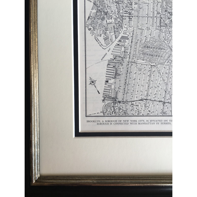 Alcott Hill Original Vintage 1940s Brooklyn Nyc Map Framed Print On Paper Wayfair