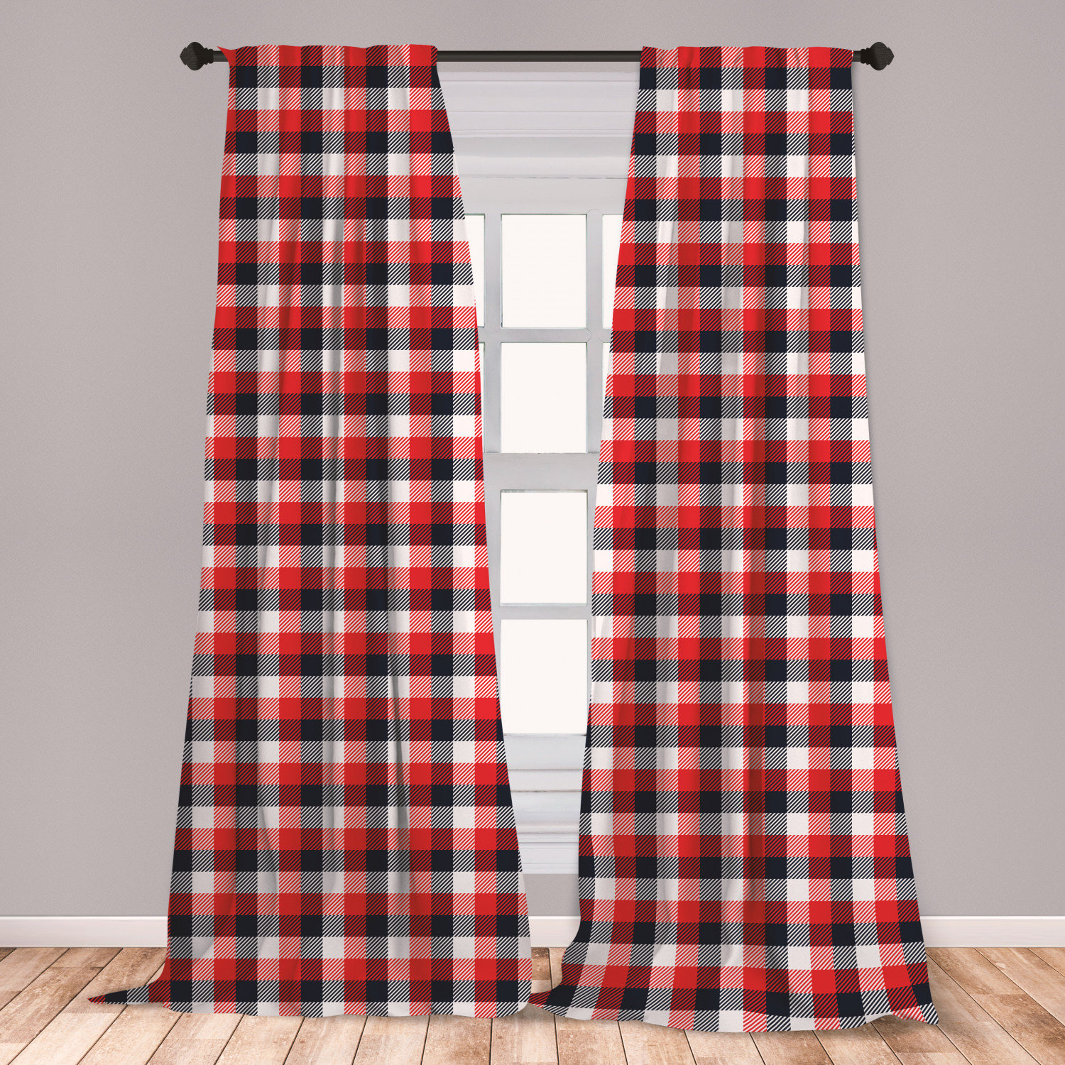 East Urban Home Ambesonne Plaid Curtains Checkered Pattern