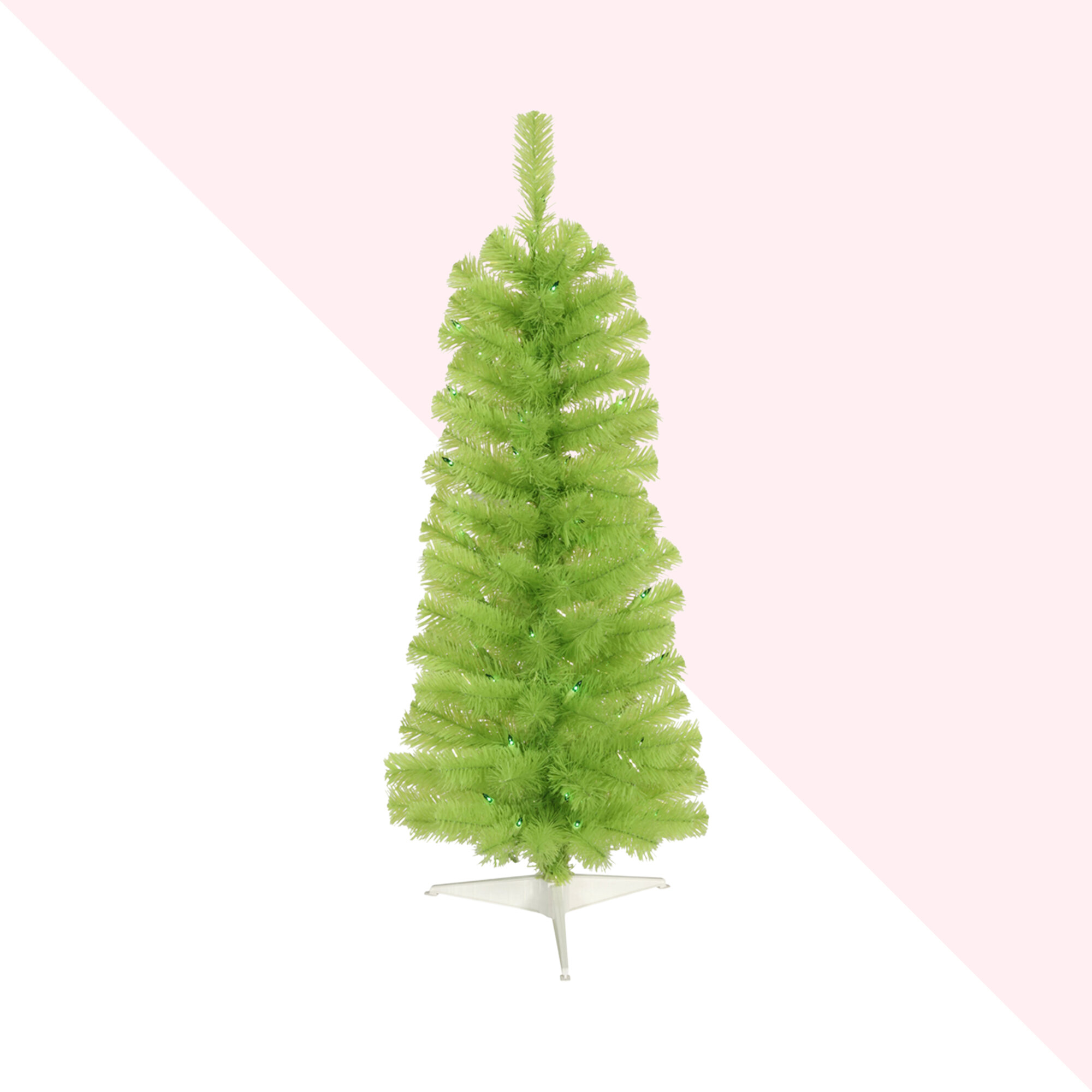 Hashtag Home 2 Lime Green Pine Artificial Christmas Tree With 35 Single Clear White Lights
