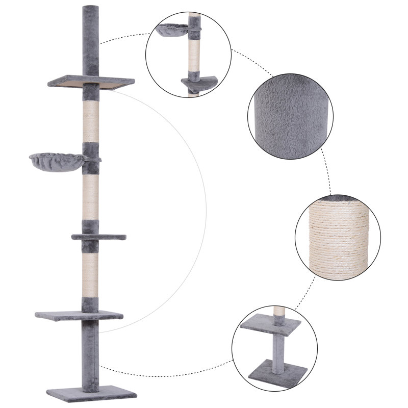 Tucker Murphy Pet Wilhelmina Adjustable Height Floor To Ceiling Vertical Cat Tree Wayfair
