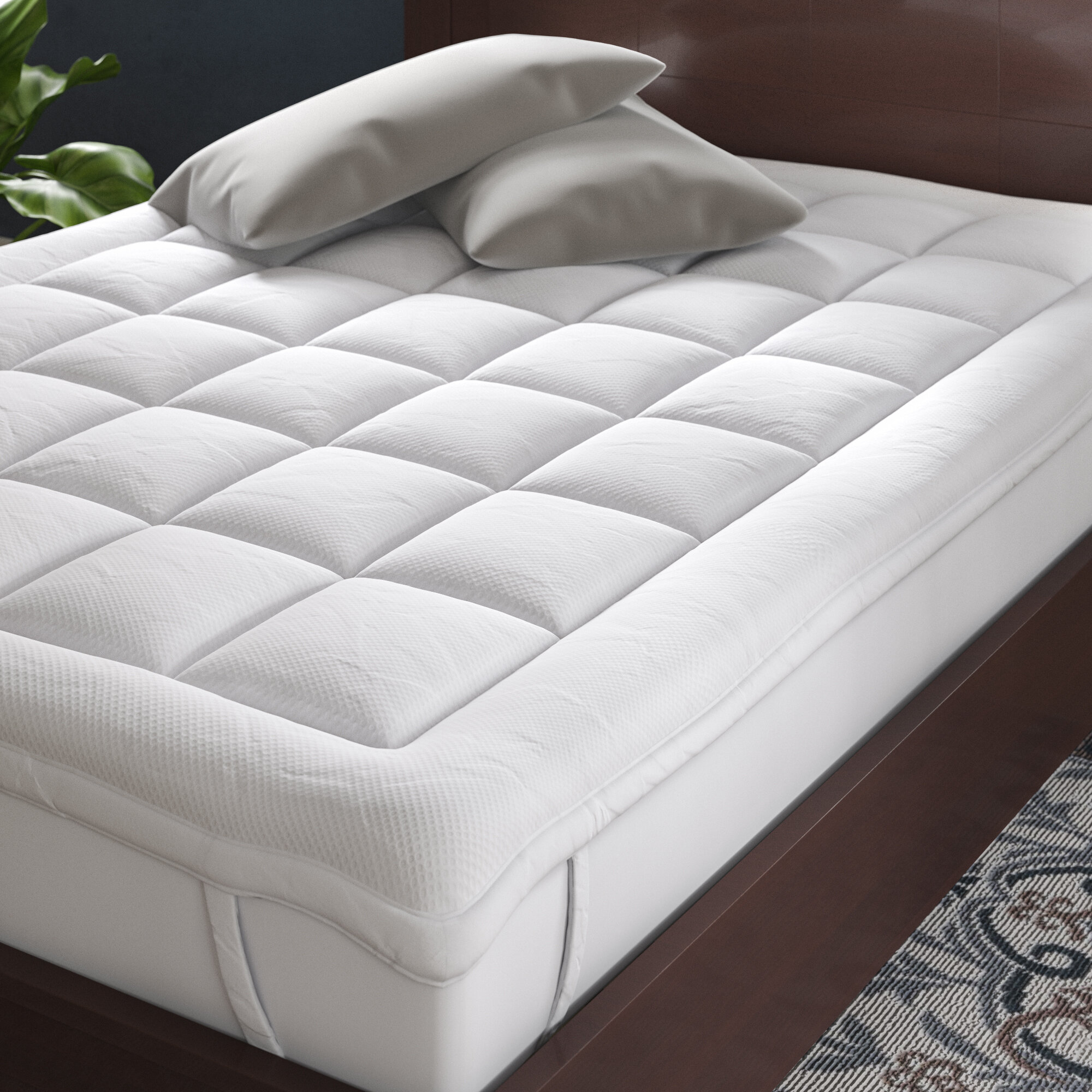 Mattress Topper Bed Pad Cover Hypoallergenic Pillow Top 