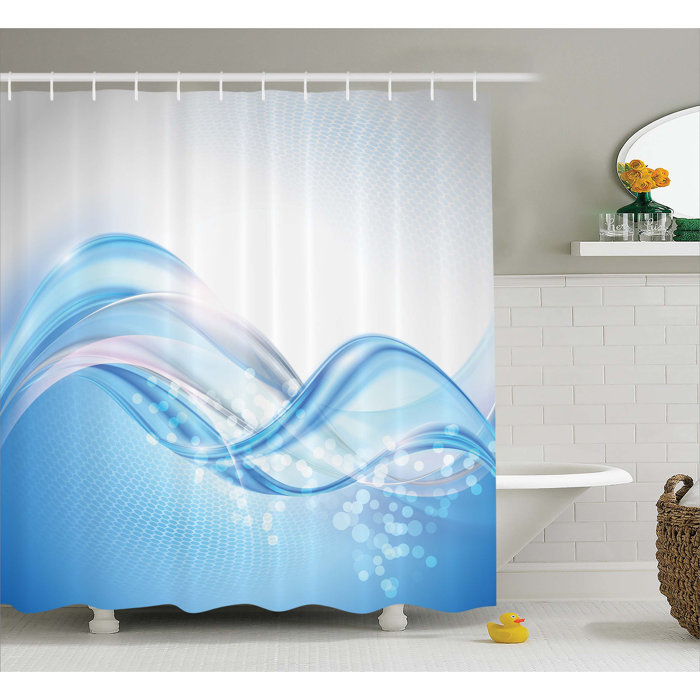Ebern Designs Akiva Modern Wavy Surfer Single Shower Curtain