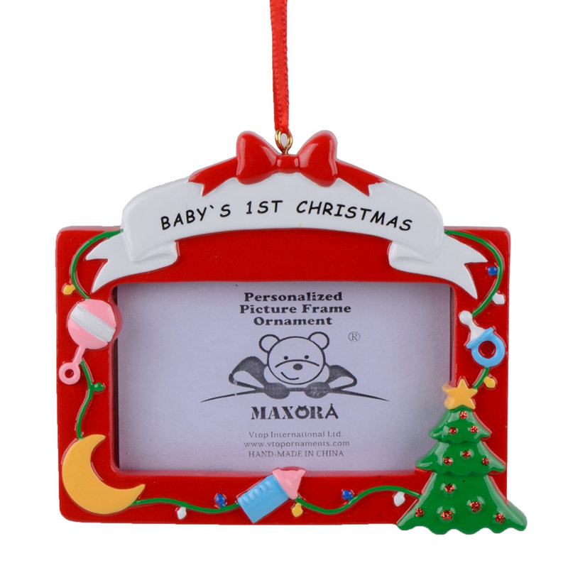 baby's first christmas picture frame ornament