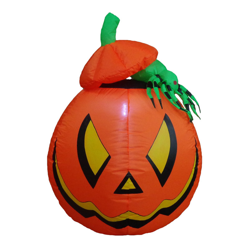 The Holiday Aisle Lighted Halloween Inflatable Pumpkin With Spider
