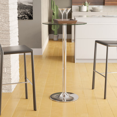 Helmscott Round Glass Event and Cocktail Table with Chrome Base