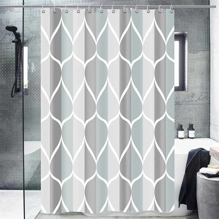 Bath Bathroom Shower Curtain 12 Hooks Waterproof Polyester Fabric Extra Long 