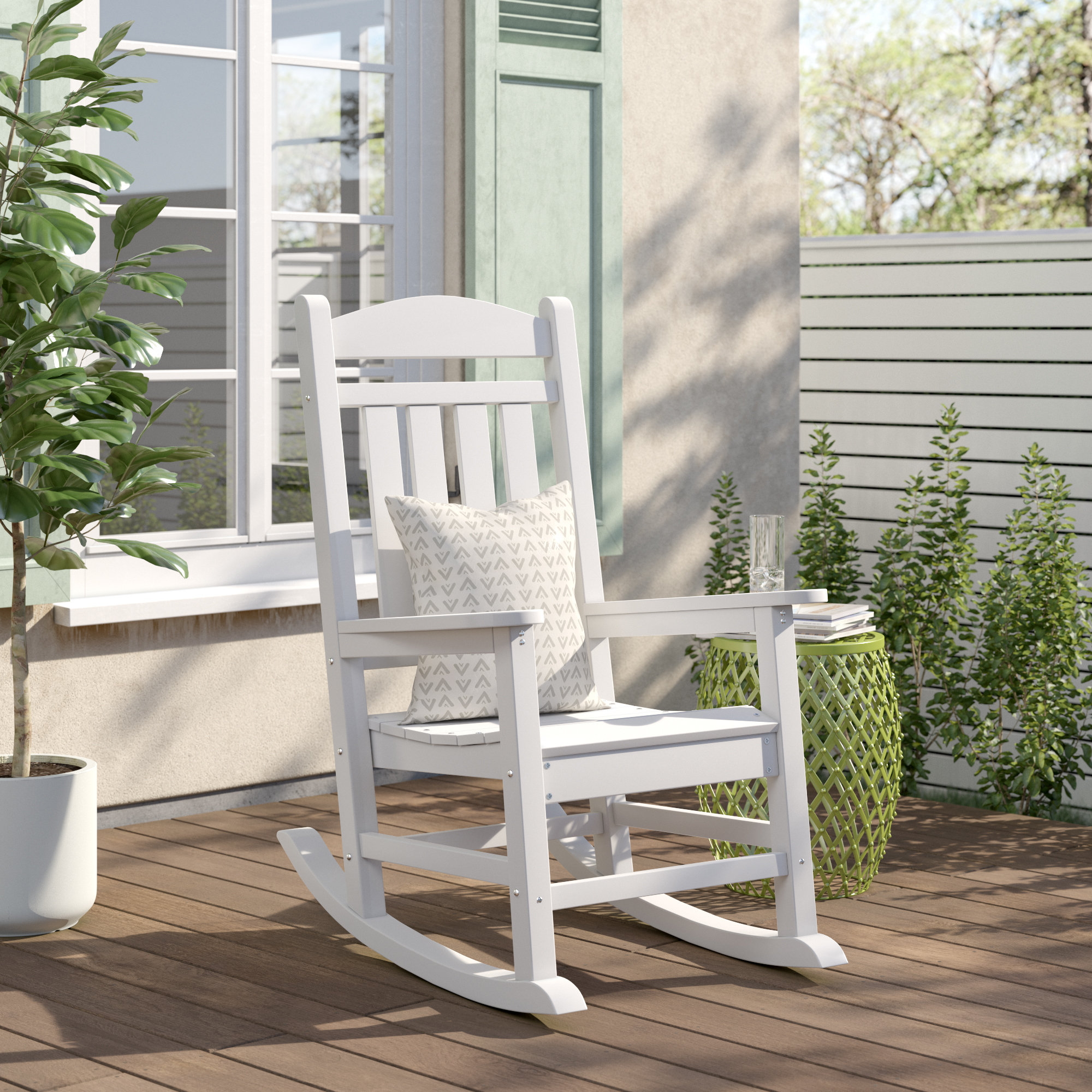 white rocking porch chairs