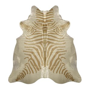 Zebra Cowhide Caramel/Off White Area Rug