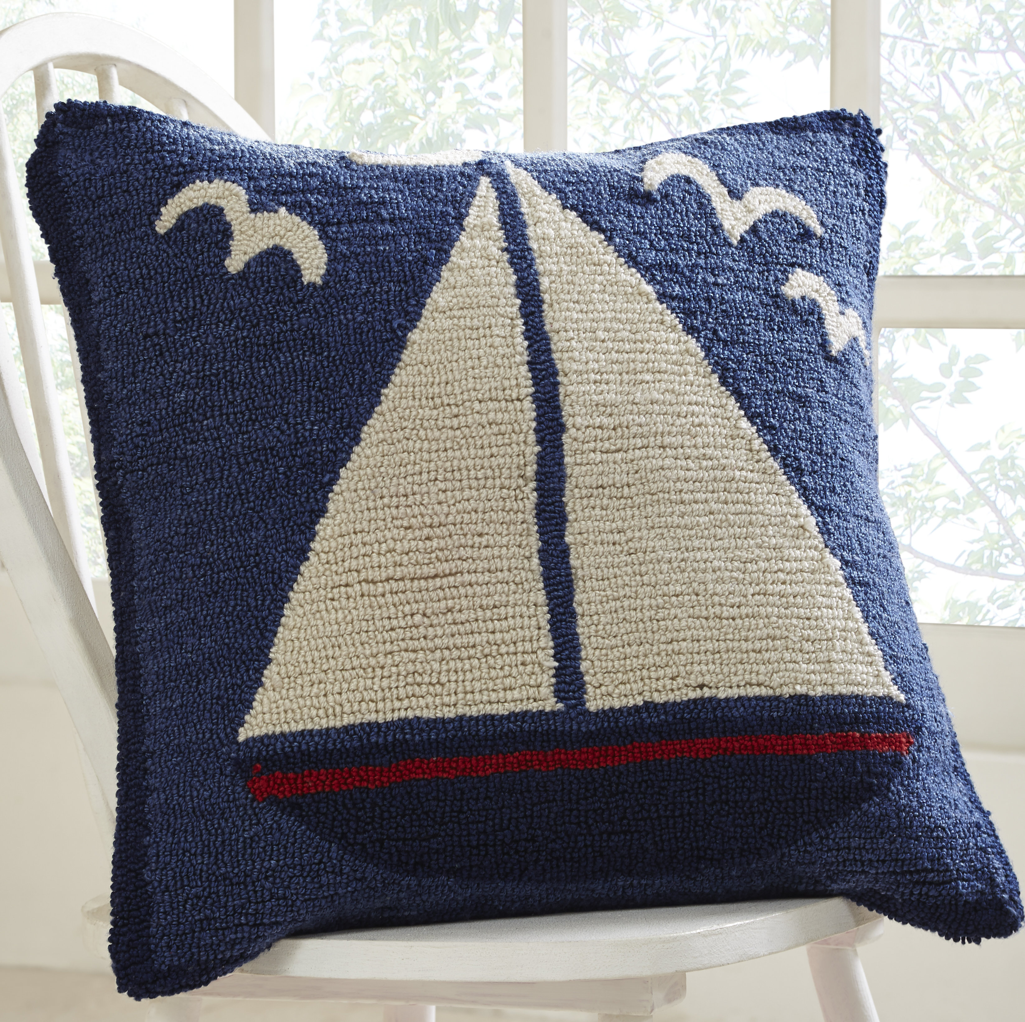 Longshore Tides Odysseus Sail Boat Indoor Outdoor Throw Pillow