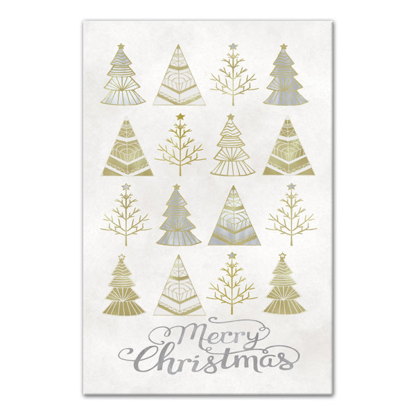 The Holiday Aisle Silver And Gold Christmas Trees Graphic Art Print On Canvas Reviews Wayfair