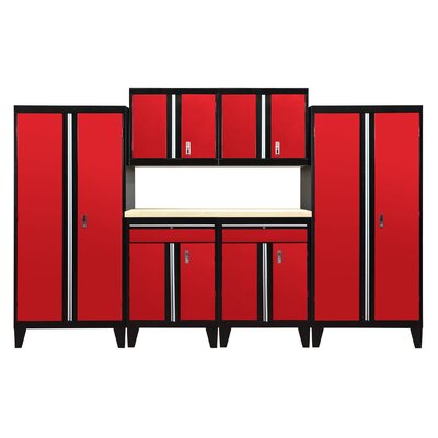 Modular 7 Piece Storage Cabinet Set Sandusky Cabinets Color Red