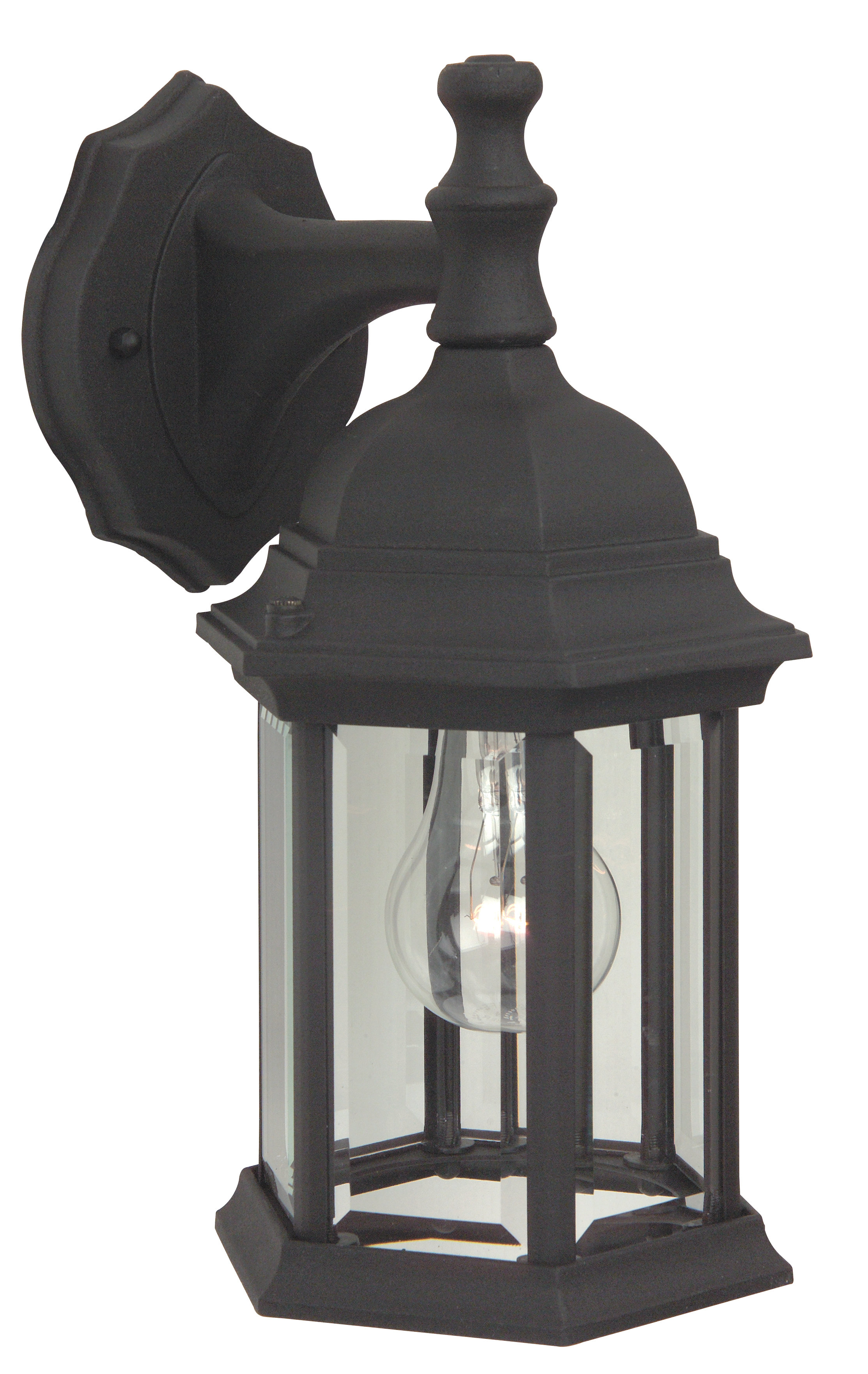 HAMPTON BAY 1-Light Matte Black Outdoor Jelly-Jar Wall Light Weather Resistant