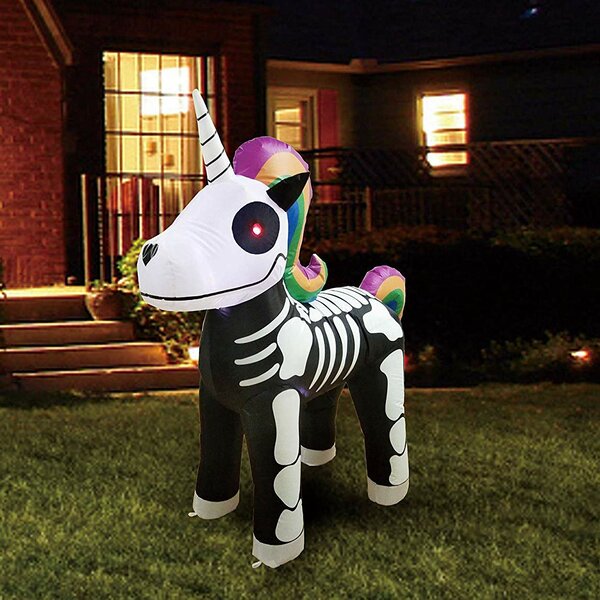 Garden SEETOYS Halloween 6 FT Inflatable Skeleton Unicorn,for Halloween Party Indoor Yard Outdoor Lawn Decoration