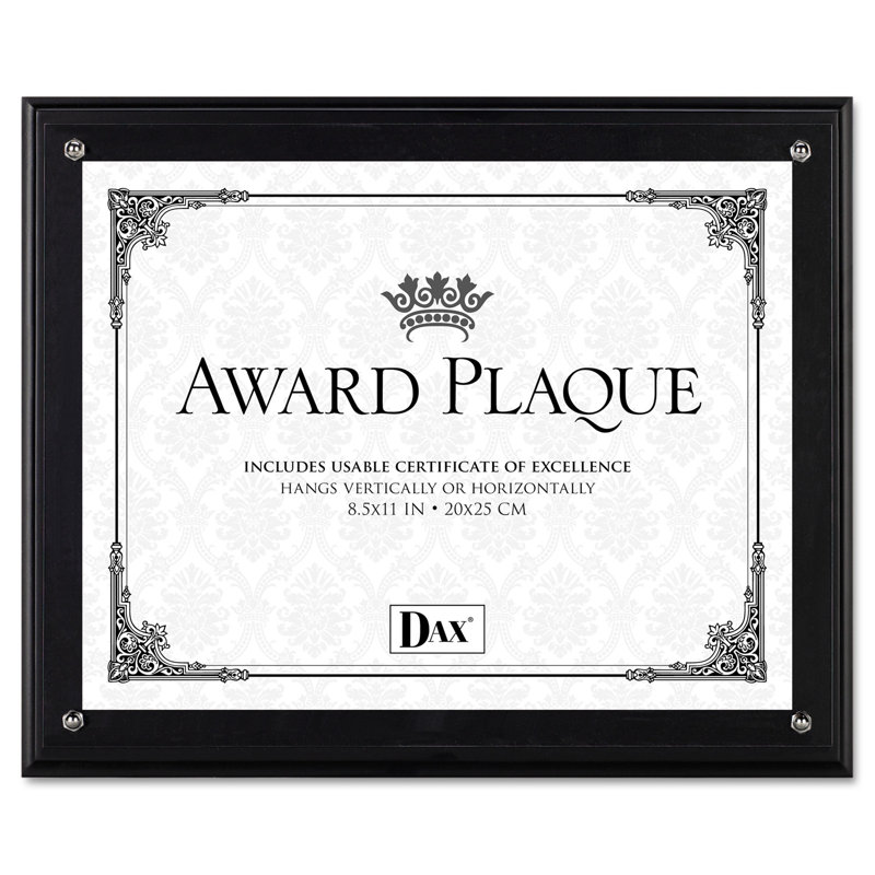 Dax Manufacturing Inc Award Plaque Wood Acrylic Frame Fits Up To 8 1 2 X 11 Black Wayfair