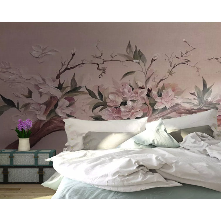 Cherry blossom Chinoiserie wall mural Removable wallpaper Peel and stick art Cherry blossom Chinoiserie wall mural Removable wallpaper Peel and stick art