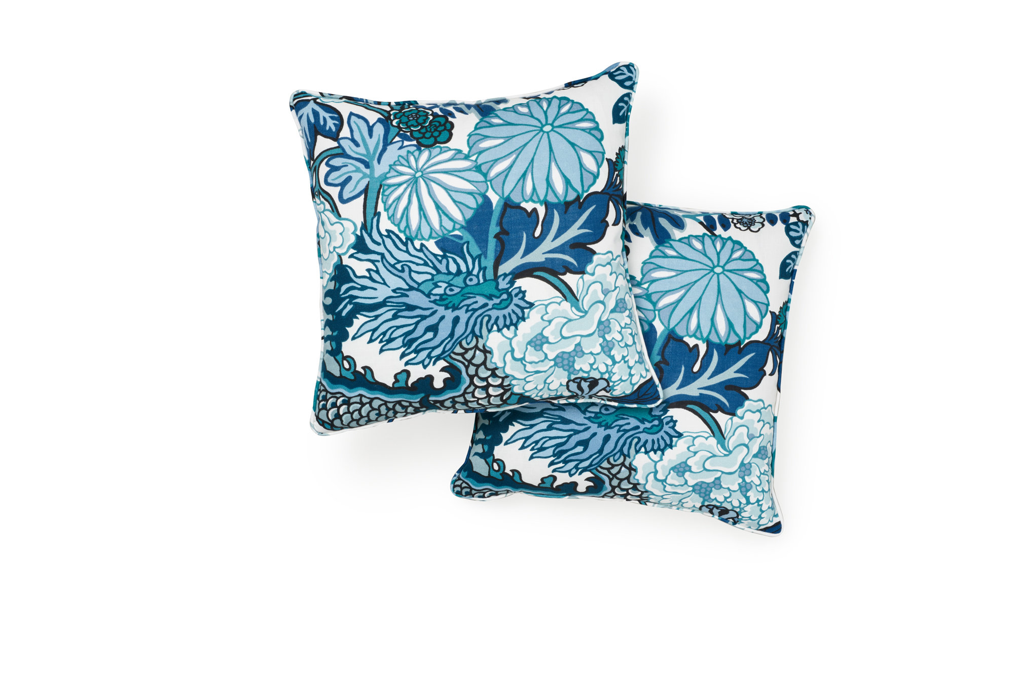 Schumacher Chiang Mai Dragon Indoor Outdoor Linen Throw Pillow