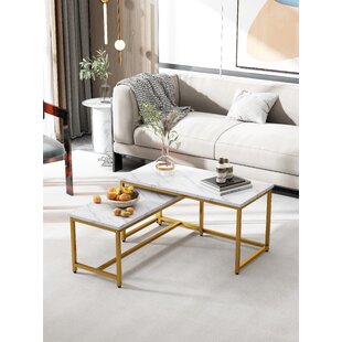 YIMU Modern Style Nested Marble Coffee Table 2 Piece Set by Everly Quinn