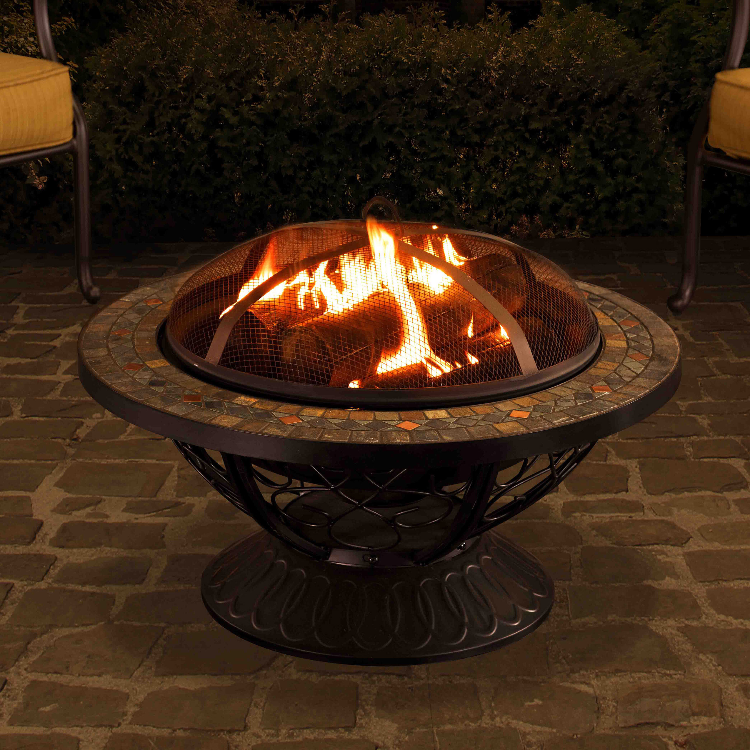 Sunjoy Monica Steel Wood Burning Fire Pit Table Reviews Wayfair