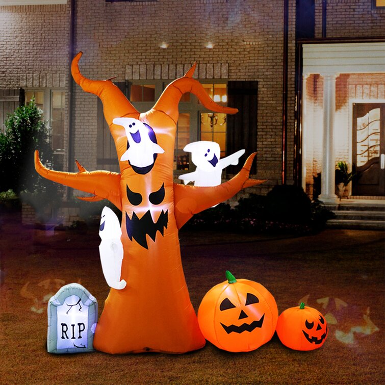 The Holiday Aisle® 8 Ft Halloween Inflatable Spooky Tree Decoration ...