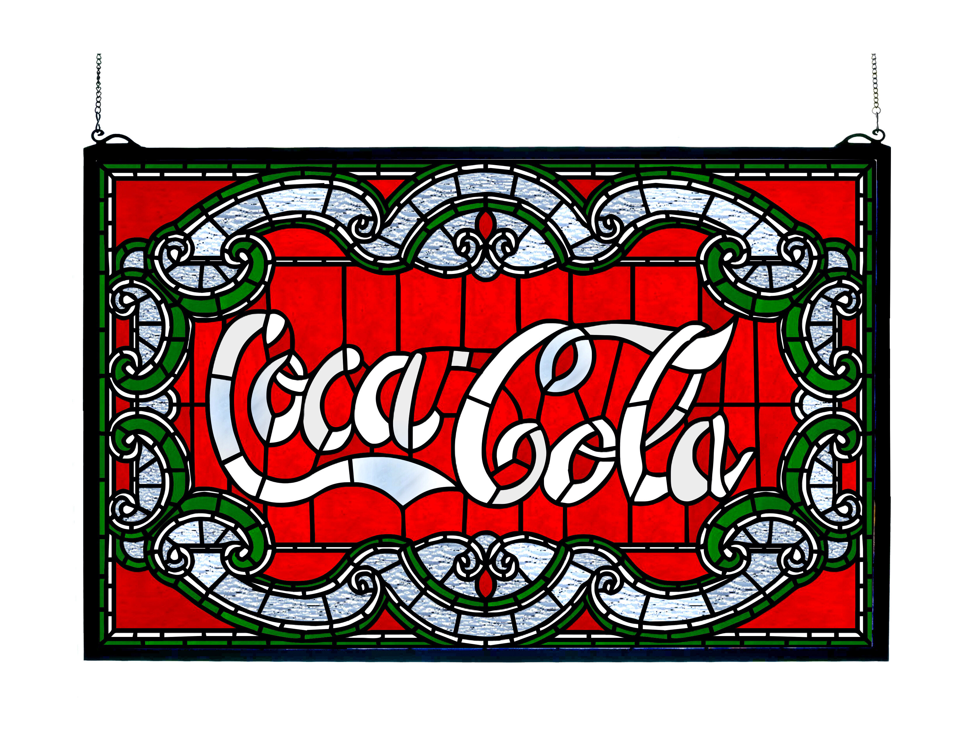 Victorian Coca Cola Stained Glass Window
