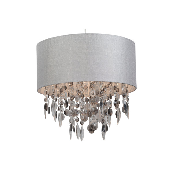 Modern 40cm White Ribbon Jewelled Easy Fit Ceiling Lightshade Lampshade Pendant