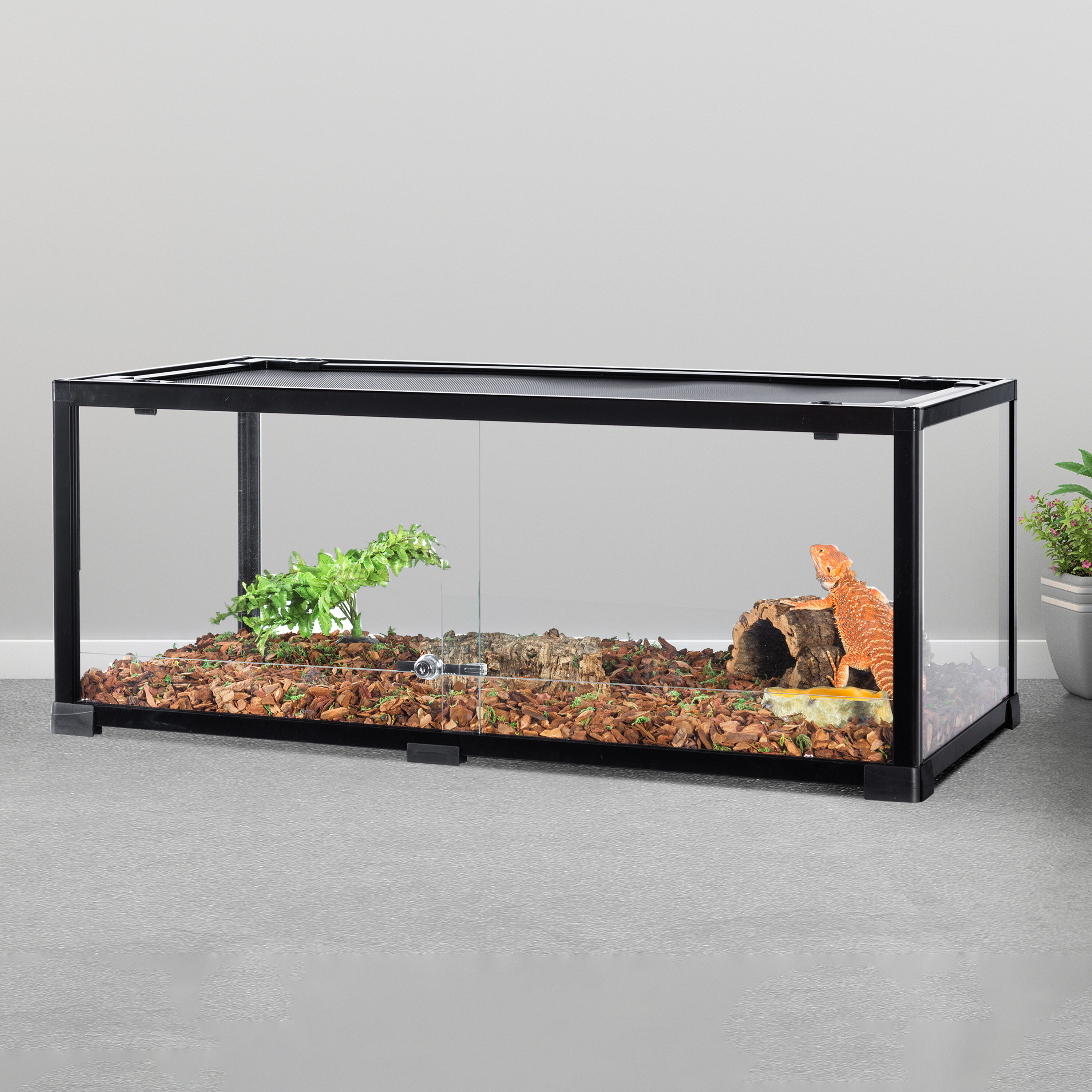 REPTI-ZOO Front Double Doors Opening Glass Terrarium-40 Gallon