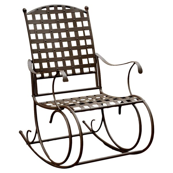 Single Rocking Chair Dark Wrought Iron Wire Porch Patio Rocker Metal Seat Chair 