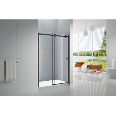 Primo Sliding Bypass Frameless Shower Door Amluxx Finish Black