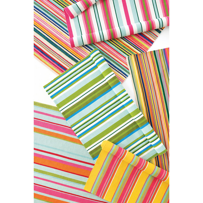 Dash And Albert Rugs Tropical Striped Handmade Flatweave Yellow Pink Green Indoor Outdoor Area Rug