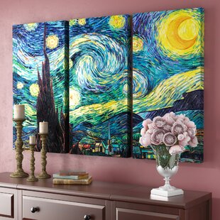 Starry Night by Vincent Van Gogh - 3 Piece Wrapped Canvas Graphic Art Set