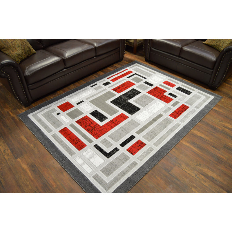 Planet Rugs Rima Modern Contemporary Abstract Carpet 5x7 Rug 4890 Grey Red Wayfair Ca
