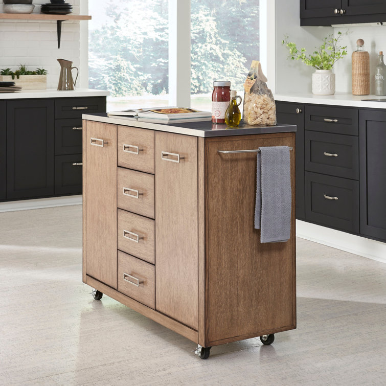 Mercury Row Bucher Kitchen Cart With Stainless Steel Top Reviews Wayfair