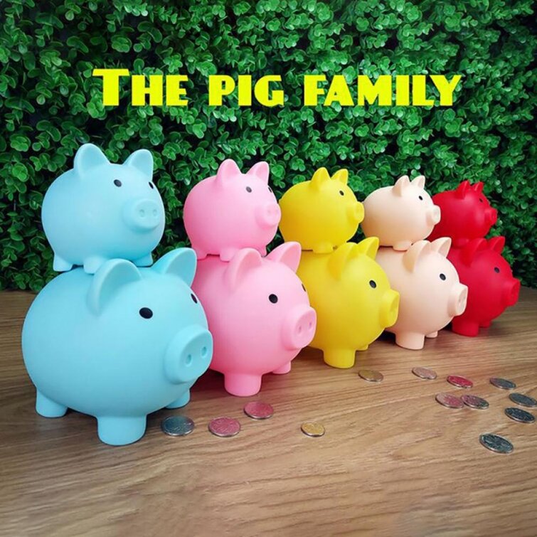 Piggy Bank Plastic Transparent Money Saving Box Coins Cartoon Pig Shaped Piggies 
