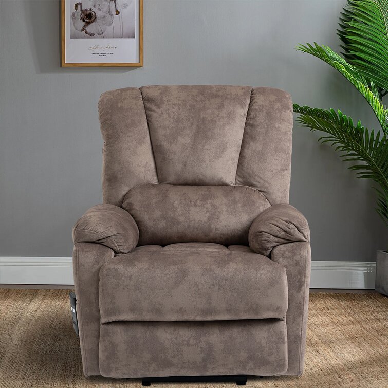 Overstuffed Recliner Chair Luxury Velvet Fabric Manual Sofa Wide Seat High Back 