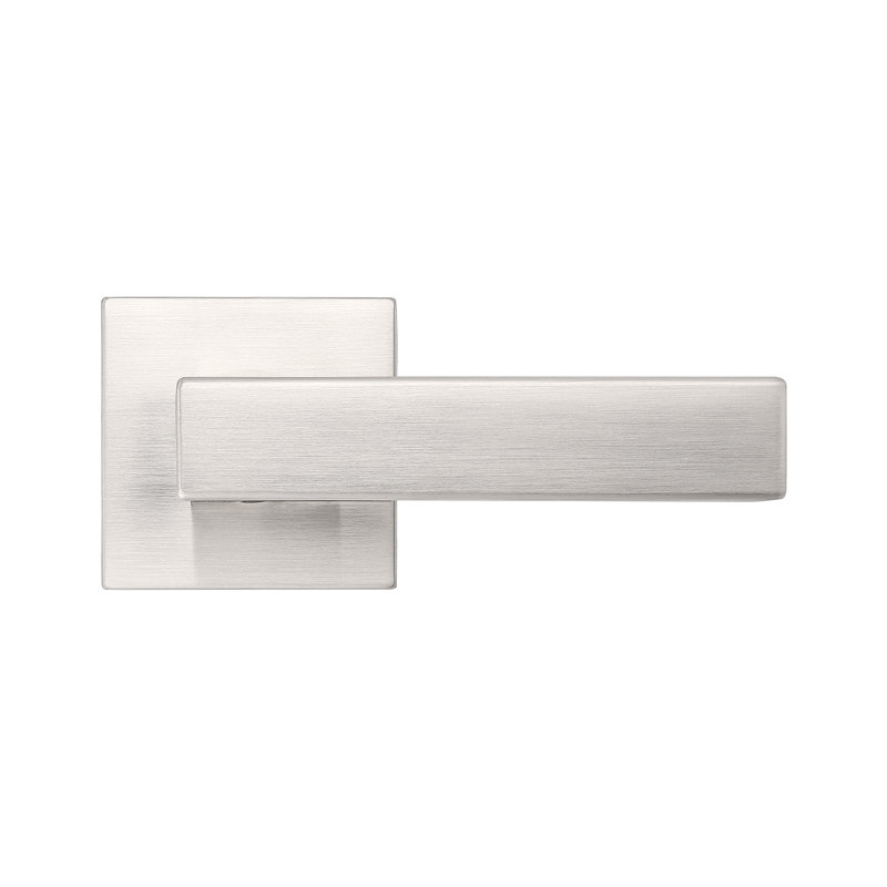 Passage Door Lever with Square Rosette Heavy Duty Solid Levers Finish: Brushed Nickel