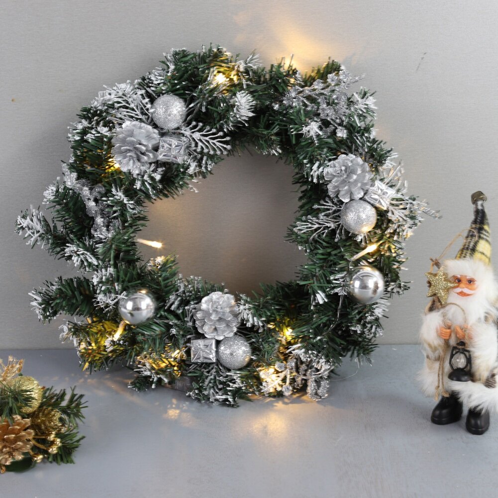 The Holiday Aisle® 2022 Happy New Year Christmas Wreath Door Wall Decoration Artificial Wreath With Berries And Gifts New Year Party Decoration | Wayfair