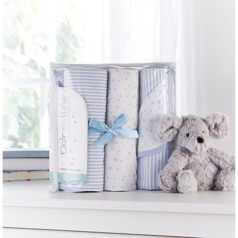 Clair De Lune Stars And Stripes 3 Piece Moses Basket Bedding Set