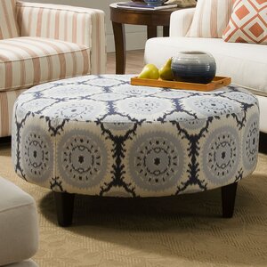 Anniston Asia Denim Blue Round Cocktail Ottoman