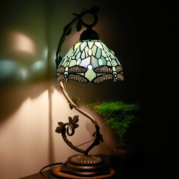 18.5"H Grape Vine Stained Glass Handcrafted Table Desk Lamp Night Light ! 