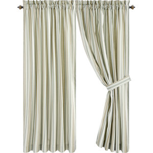 Jaden Tailored Striped Semi-Sheer Rod Pocket Curtain Panels (Set of 2)